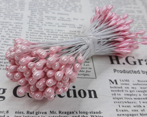 Тычинки-бусины на проволоке цвет розовый