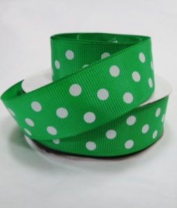 Лента репсовая в горох (высота 2,5 см, в рулоне 18 м .)