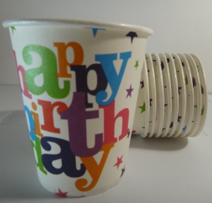 Стаканчик белый - "День Рождения" (комплект 10 шт.)
