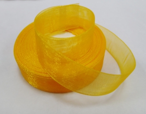 Лента органза 2,5 см , цвет желто-оранжевый ( в рулоне 46 метра)