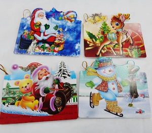 Открытка новогодняя 00029 (микс 4 шт ,9,5х8 см ) цена за 1 шт.