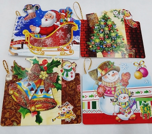 Открытка новогодняя 00029 (микс 4 шт ,9,5х8 см ) цена за 1 шт.