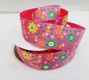 Лента атласная с рисунком , (2,5 см ,25 ярд )