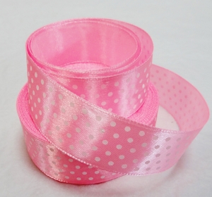 Лента атласная в горошек , (2,5 см ,25 ярд )