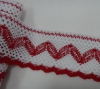 Кружево хлопковое 30354 цв. белыйс красным ( ширина 6 см , 5 метров )